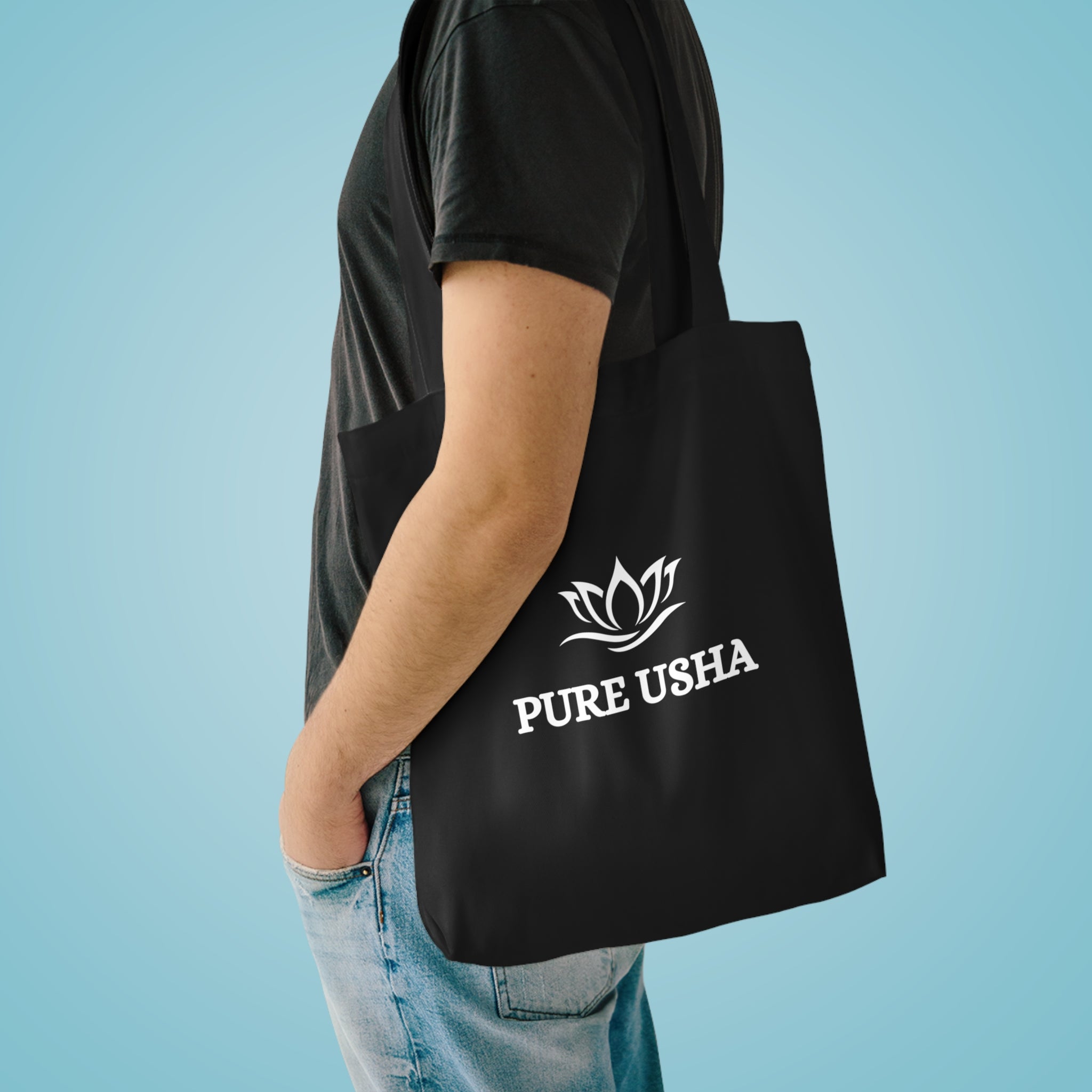 Pure Usha Lotus Cotton Tote Bag — Eco-Friendly Yoga & Wellness Market Tote