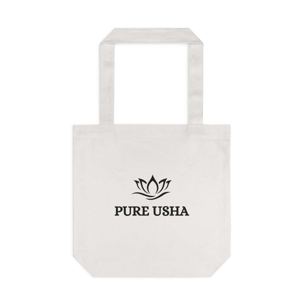 Pure Usha Lotus Cotton Tote Bag — Eco-Friendly Yoga & Wellness Market Tote