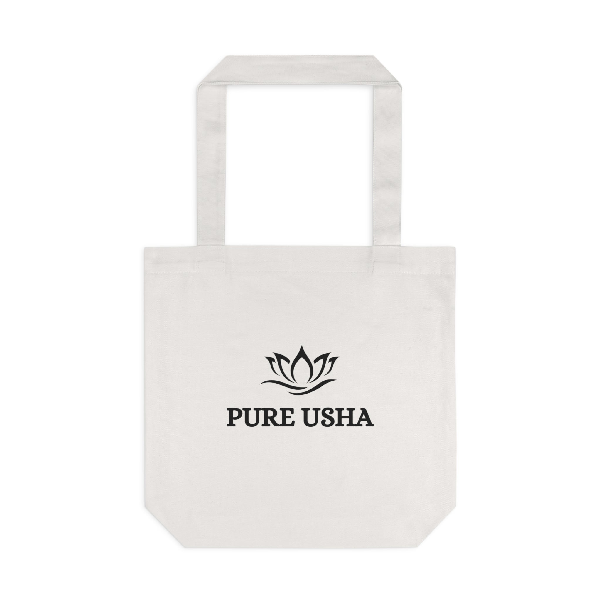 Pure Usha Lotus Cotton Tote Bag — Eco-Friendly Yoga & Wellness Market Tote